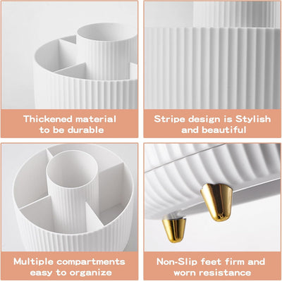 360 Rotating Makeup Brush Holder & Organizer Countertop Storage For Cosmetics & Skincare 8 Colors