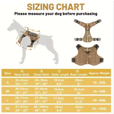 Harness VeHiphoppet US Local Tactical Service Dogst Adjustable Reflective No Pulling Large Dog Harness With Metal Buckle