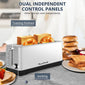 4-Slice Toaster, Extra Wide Long Slot Toaster, 6 Browning Settings, Bagel/Defrost/Reheat Functions, Removable Crumb Tray, Stainless Steel Housing, Silver
